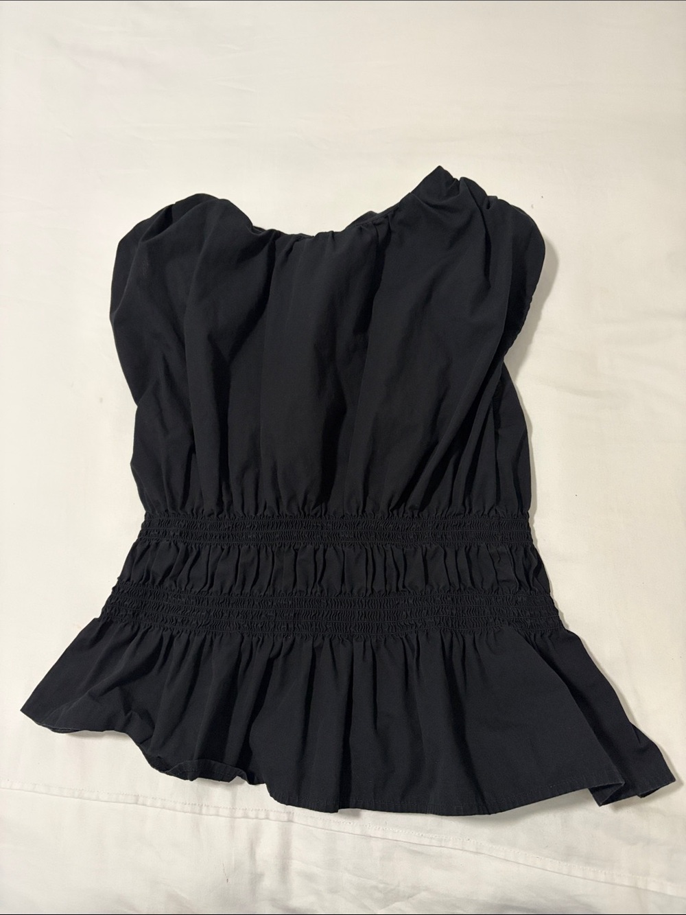Calvin Klein Black Smocked Sleeveless Cotton Poplin Top